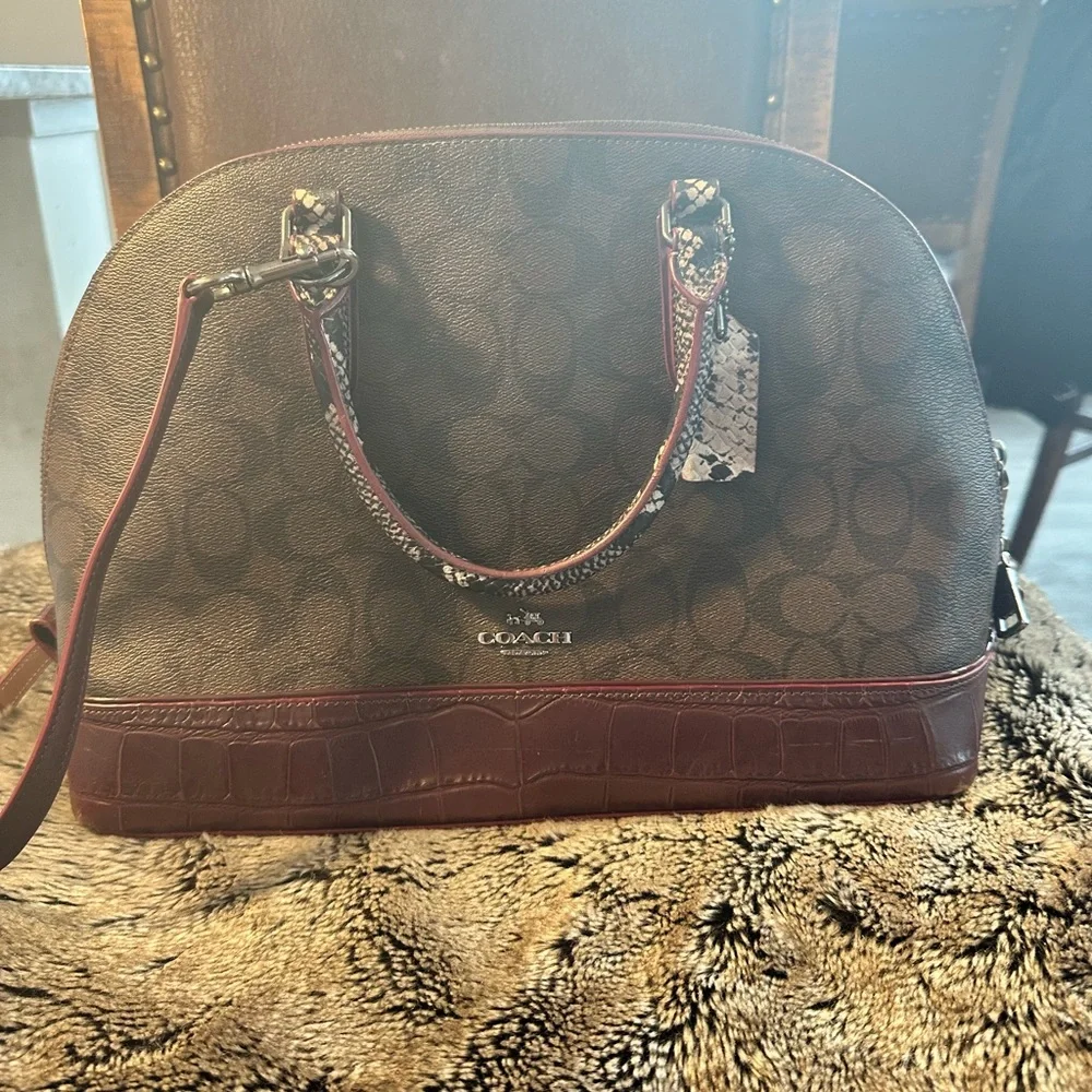 Coach Designer Authentic Exotic Brown and Oxford Sierra Satchel Bag
